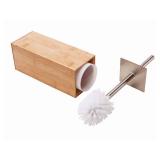 GOBAM Bamboo Toilet Bowl Cleaner with Holder for All Toilet Types - Hidden Stainless Steel Toilet Brush - Bathroom Cleaning Brushes - Toilet Accessories - Natural