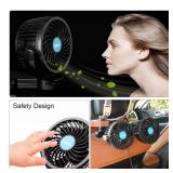 XOOL Electric Car Fans for Rear Seat Passenger Portable Fan Headrest 360 Degree Rotatable Backseat Car Fan 12V Cooling Air Fan with Stepless Speed Regulation for SUV, RV, Vehicles