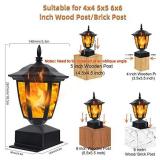 Dynaming Solar Flame Post Lights Outdoor, Solar Powered Lamps Fence Post Cap Lights, Flickering Flame LED Lantern Decorative Waterproof for Garden Deck Patio, Fit 4x4, 5x5 or 6x6 Wooden Posts, 6 Pack