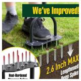 Jardineer Lawn Aerator Tool Updated, 36" Taller Grass Aerator with 12 Stainless Spikes, Dethatching Aerator Lawn Tool, Manual Plug Yard Aerator for Compact Soil