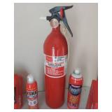 fire extinguisher, blanket, fire masks and fire stop