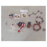 Patriot pins bracelets and earrings