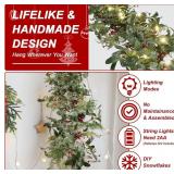 Christmas Garland with Lights, 7.5ft Greenery