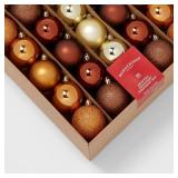 50ct Shatter-Resistant Ornament Set - Copper