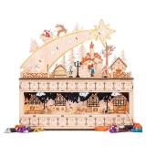 $60 17 in. Wood LED Shooting Star Advent Calendar