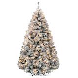 $210 7.5ft Pre-Lit Snow Flocked Christmas Tree