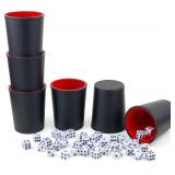 Felt-Lined PU Leather Dice Cup set, 6 Cups