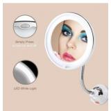 TOP4EVER 10X Magnifying Suction Mirror, LED Light