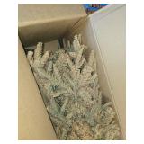 7.5ft Unlit Flocked Christmas Tree, Hinged Fir