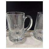 4 Crystal Etched bull beer mugs