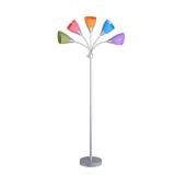 Mainstays 5 Light Floor Lamp, Multi-Color Shades, Metal Silver Finish, Modern, Young Adult Use