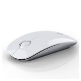 RAPIQUE Bluetooth Wireless Mouse - (BT5.1+USB) Slim Dual Mode Computer Mice with Quiet Click, Low Power, and 1600 DPI, Portable Cordless for MacBook, Laptop, iPad Pro/Air, Chromebook (White)