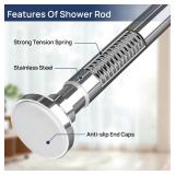 Shower Curtain Rod 33 to 75 Inches, 1 Inch Adjustable Spring Tension Curtain Rod No Drill, Stainless Steel Shower Rod for Bathroom, Closet, Window, Room Divider, Never Rust, Non Slip, Chrome