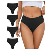 GREENBAA No Show High Rise Bikini Panties Women