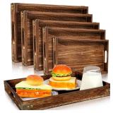 WYTAOHZL 5 Pieces Wooden Serving Tray with Handle Decorative Trays Wooden Bed Tray Rectangular Wooden Tray with Handles Food Trays for Serving Food for Breakfast in Bed Lunch Dinner Desktop Parties