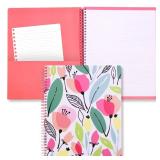 Steel Mill & Co Cute Large Spiral Notebook College Ruled, 11" x 9.5" with Durable Hardcover and 160 Lined Pages, Pink Poppy