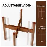 MUDEELA Adjustable Plant Stand Indoor, Bamboo Plant Stand 8 to 12 Inches, Bamboo Dark Brown Planter Stand for Indoor Plants,Single Floor Plant Stand for Indoor Plants, Pot Plant Not Included