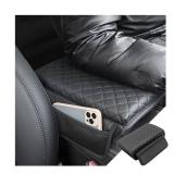 zipelo Car Armrest Cushion, Carbon Fiber Leather Auto Center Console Pad, Memory Foam Armrest Box with Storage Bag, Hand Rest Pillow with Organizer Pockets, Universal Fit for Most Vehicles (Black)