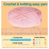 Timgle 24 Pcs Beginners Crochet Yarn Thick Cotton Crochet Yarn for Crocheting Knitting Beginners with Easy to See Stitches Multiclor Crochet Yarn Kit for Beginners