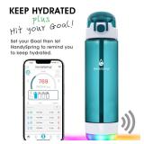 HANDYSPRING - Smart Water Bottle with Reminder To Drink Water, Lights And Sound, Water Intake Tracker, Rechargeable, Tritan Plastic w/Straw, Gifts For Women, Men, Mom, Dad, Her, Him 26 Oz(GREEN)