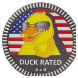 Metal Car Emblem Duck Rated Automotive Badge, QMPARTS 3D Round Metal Car Badge Emblem Decal, 4x4 Car Emblem Sticker Compatible with Wrangler Cherokee Vehicles Trucks (Wave Rated)