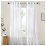 NICETOWN White Sheer Curtains & Drapes 96 inches Long for Living Room - Grommet Top Solid Lightweight & Airy Gauzy Window Treatments with Light Filtering for Bedroom, 2 Panels, W54 x L96