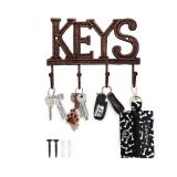 Key Holder for Wall - Cast Iron Decorative Farmhouse Rustic Wall Mount Key Organizer - 4 Key Hooks - Vintage Key Rack for Entryway with Screws and Anchors â 6x8â - Copper with Black