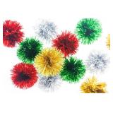 CT CRAFT LLC 4" * 12 Count Self-Adhesive Tinsel Bows Gift Wrap Accessory - Gold/Silver/Red/Green for Gift wrapping Holiday Christmas Birthday Party