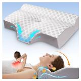 Pillow for Neck and Shoulder Pain Relief, Odorless Memory Foam Pillow for Sleeping, Orthopedic Contour Pillows Bed Pillows, Cervical Neck Support Pillow for Side, Back and Stomach Sleepers - Retail: $