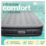 EZ INFLATE Air Mattress with Built in Pump - Queen Size Double-High Inflatable Mattress with Flocked Top - Easy Inflate, Water - Retail: $78.81