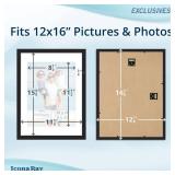 Icona Bay 12x16 Picture Frames with Mat to 9x12 Image (Black, 3 Pack), Sturdy Wood Composite Poster Frames, Wall Mount Only, Modern Style Frames, Exclusives Collection