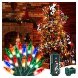 Enhon 280 Bulbs 65ft Musical Christmas Lights, Christmas Xmas Tree Music Lights with 25 Classical Holiday Songs, 7 Function Mode, Adjustable Volume and Mute, Green Wire for Xmas Tree(Multi Color)