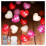 Mudder Acorn LED String Lights 16.4FT 50 LEDs Battery and USB Powered Acorn Fairy Light with Remote Cottagecore Decor for Bedroom Party Christmas Cottage Core Decor(Red, Pink, White, Heart)