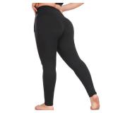 GROTEEN 3 Pack Plus Size Fleece Lined Leggings with Pockets for Women - High Waist Tummy Control Thermal Workout Winter Yoga Pants(Black/Black/Black, XX-Large)