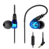 Rovking Over The Ear Earbuds for Running, Wrap Around Ear Wired Sports Headphones for Workout Exercise Jogging, Sweatproof in Ear Earphones Ear Buds with Mic for Cell Phones MP3 Laptop, Blue