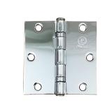 Polished Chrome Door Hinges 3.5 Inch Square, Ball Bearing for Smooth Function and No Dust Build Up, 2 Pack