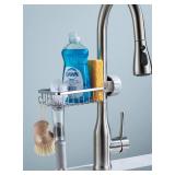 LONIN 3in1 Kitchen Faucet Organizer Rack - Sponge Holder, Scrub Daddy Sponge, Dish Brush Stand, Soap Holder, Stainless Steel Multifunction Sink Caddy