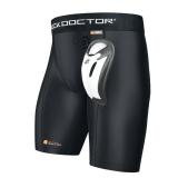 Shock Doctor Compression Shorts with Protective Bio-Flex Cup, Moisture Wicking Vented Protection, Youth & Adult Sizes Black