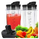 Replacement Blender Cups with Sip & Seal Lids, Ninja Blender Replacement Parts Compatible with BL480, BL490, BL640, BL680 for Nutri Ninja Auto IQ Series Blenders (24oz)