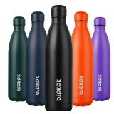 BJPKPK Stainless Steel Water Bottles -25oz/750ml -Insulated Water bottles,Sports water bottles Keep cold for 24 Hours and hot for 12 Hours,Midnight black