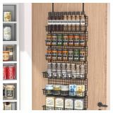 JKsmart 6-Tier Spice Rack Organizer with Door Hook, Wall Mounted & Over the Door Spice Racks for Kitchen Pantry Door Cabinet, Two Size, Large Capacity, Black - Retail: $85.27