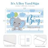 Baby Shower Yard Sign with Stake Gender Reveal Yard Sign Blue Pink Elephant Lawn Sign Baby Bear Lawn Sign Welcome Baby Announcement Sign for Boy Girl Outdoor Baby Shower Party Decorations(It