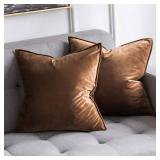 MIULEE Pack of 2 Decorative Velvet Throw Pillow Cover Soft Pillowcase Solid Square Cushion Case for Sofa Bedroom Car 24x24 Inch 60x60 Cm Chocolate