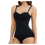 BRABIC Bodysuit Shapewear for Women Tummy Control Dress Backless Bodysuit Tops Body Shaper with Built-in Bra (Black, 1X-Large)