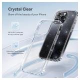 CASEKOO for iPhone 15 Pro Case Crystal Clear, [Never Yellow Technology] [10FT Mil-Grade Protection] Transparent Slim Cover Women Men 15 Phone Pro Case 6.1 inch, Clear Glitter