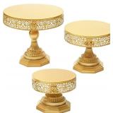 weharnar Cake Stand Set - 3 Pcs Metal Cupcake Holders for Dessert Table Round Gorgeous Dessert Display Stands Trays Set for Wedding, Birthday, Bridal & Baby Shower, Tea Party (Golden)