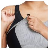 Full Figure Plus Size Custom Control Sports Bra Wirefree #1166 Black/Grey 40D