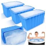 Haldane 4PC Large Ice Cube Molds 25LB Ice Bath Water Chiller Giant Ice Block Molds Silicone Ice Block Maker For Home, Thicker Big Ice Cube Tray Reusable Athletes Cold Plunge Accessories