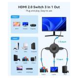 HDMI Switch 4K 60Hz, 3 in 1 Out HDMI Splitter for HDTV/Xbox/PS5/Fire Stick/DVD Player/PS4/PS3 4K 1080P 3D, Meofia HDMI Hub 3 Port HDMI Switch Box, HDMI 2.0 Switcher Multi HDMI Adapter