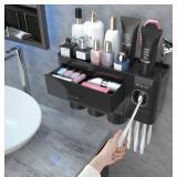 iHave Toothbrush Holders for Bathrooms, 3 Cups Toothbrush Holder Wall Mounted with Toothpaste Dispenser - Large Capacity Tray, Cosmetic Drawer - Bathroom Organizer & Bathroom Organization and Storage